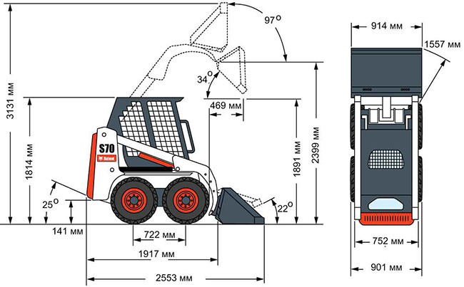 Мини-погрузчик Bobcat S70 - Грузоподъемные характеристики