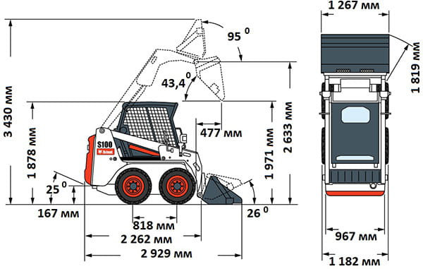 Мини-погрузчик Bobcat S100 - Грузоподъемные характеристики