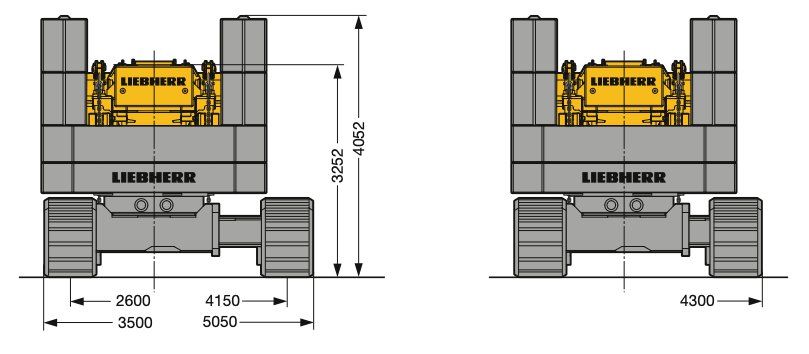 Гусеничный кран Liebherr LTR 1100 - 100 тонн - Габаритные характеристики