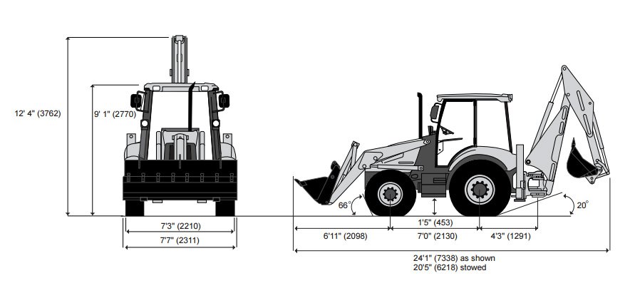 Экскаватор-погрузчик Terex-860 - Габаритные характеристики